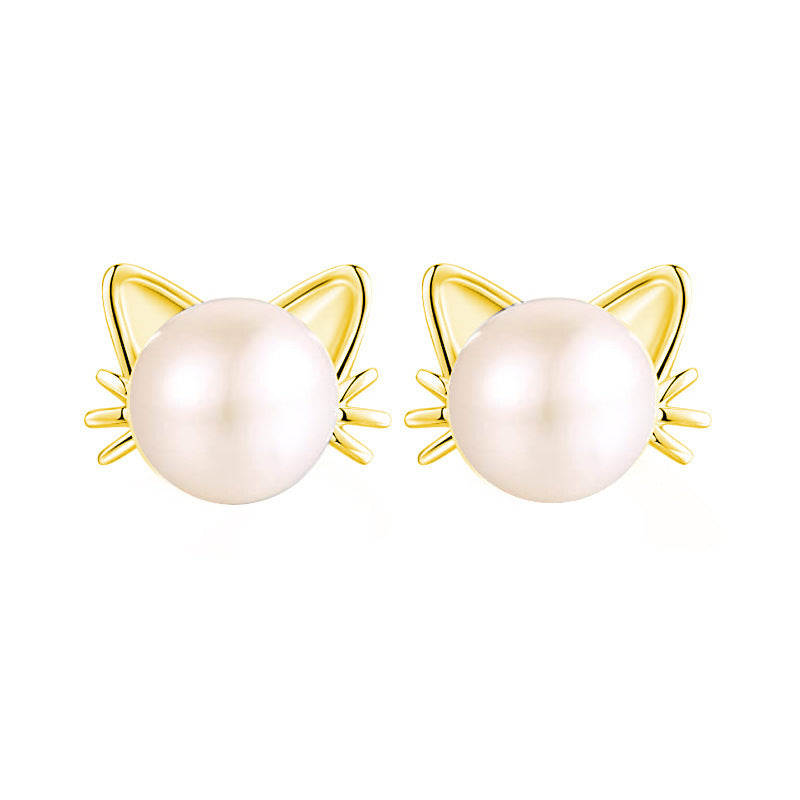 cat pearl earrings