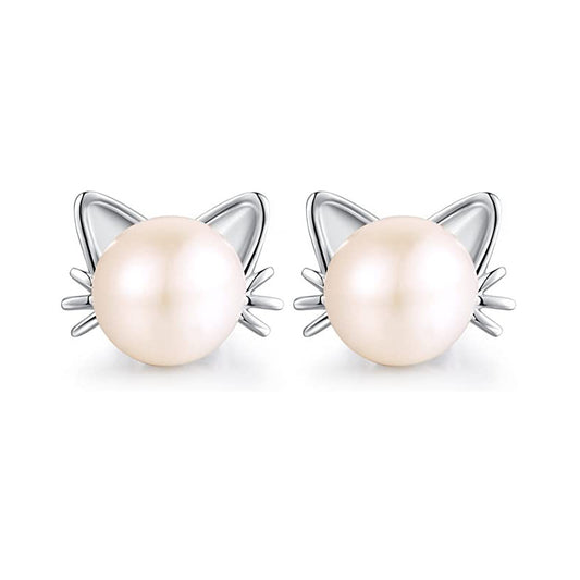 cat pearl earrings