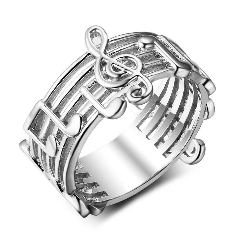 Silver Music symbol ring