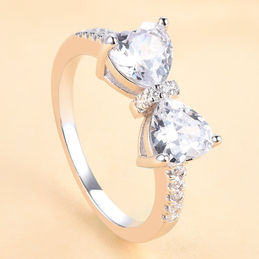 Silver Zircon Bow Ring