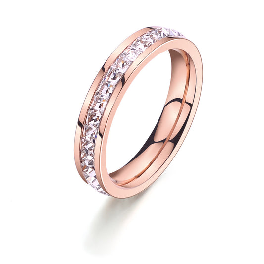 Titanium steel ring, plated 18 rose gold