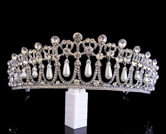Gorgeous Pearl Crown Fashion Crystal Inlaid Headband Crown Bridal Crown