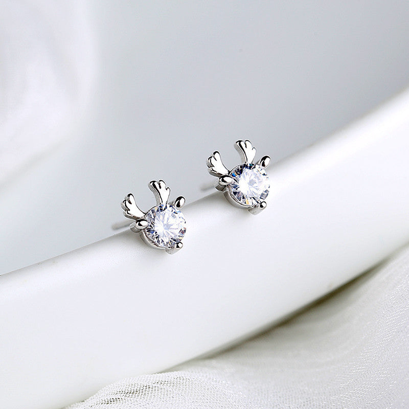 Single diamond deer earring