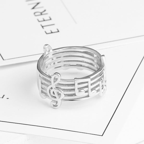 Silver Music symbol ring