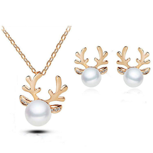 Pearl Necklace Earrings Set