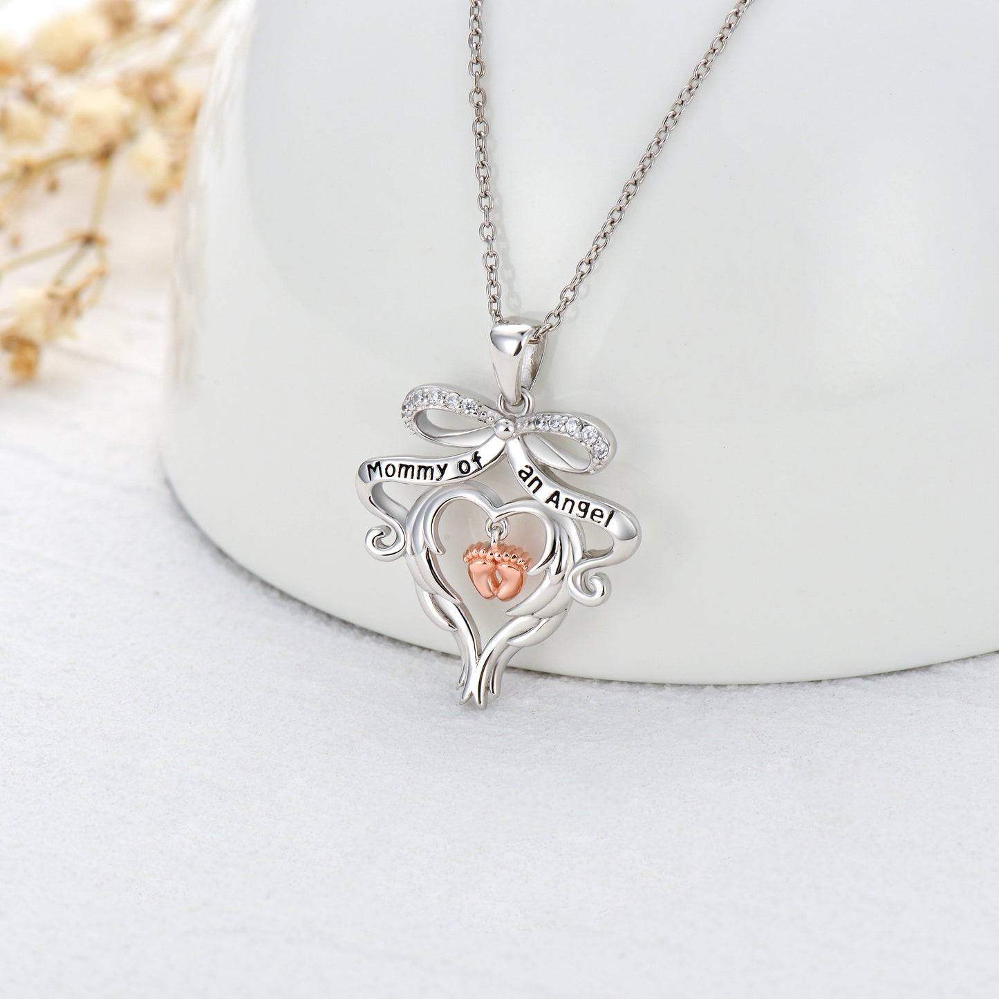 Silver Mommy of an Angel Necklace