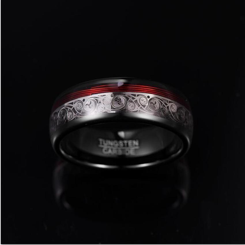 Black Spiral With Red String Steel Ring