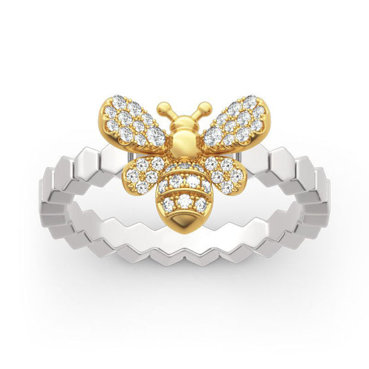 Diamond bee honeycomb ring