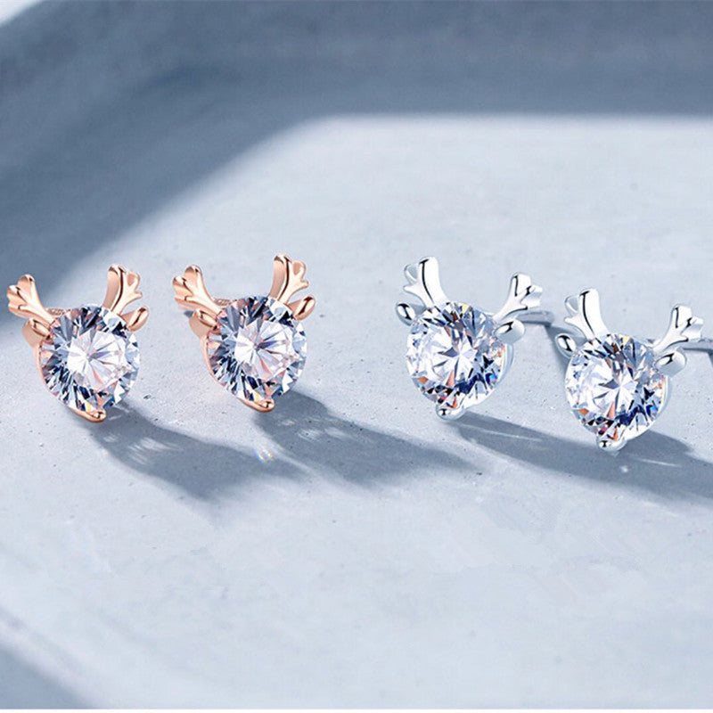 Single diamond deer earring