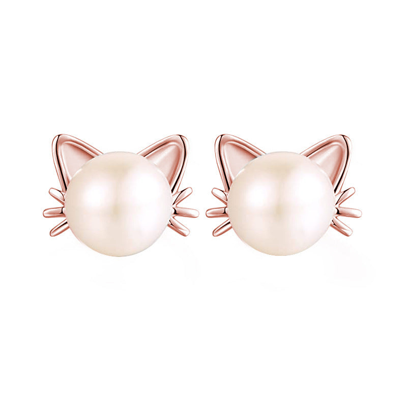 cat pearl earrings