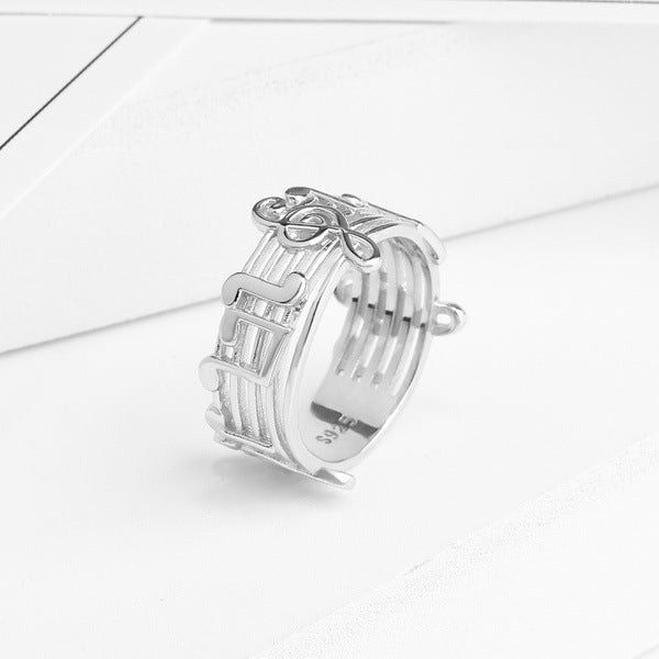 Silver Music symbol ring