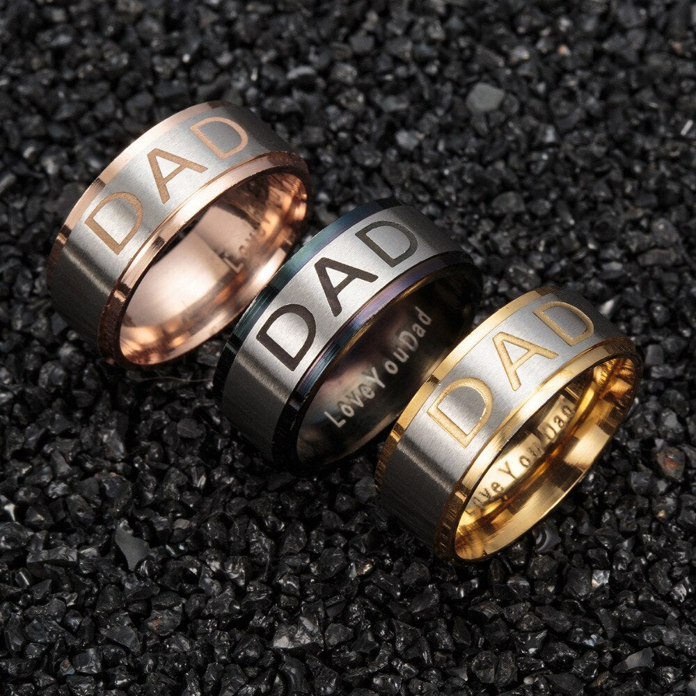 Stainless Steel Ring With DAD Letters
