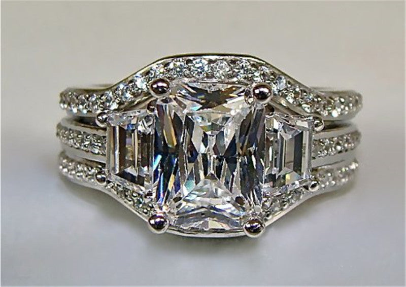 Vintage 10K White Gold 3ct Lab Diamond Ring