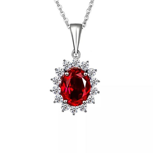 Silver Necklace with Ruby Gem