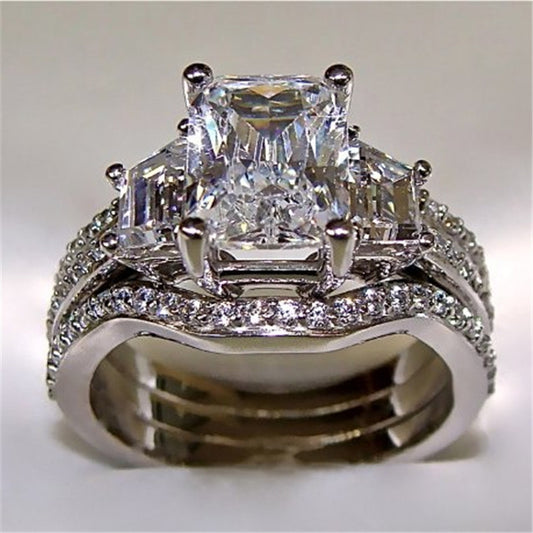 Vintage 10K White Gold 3ct Lab Diamond Ring