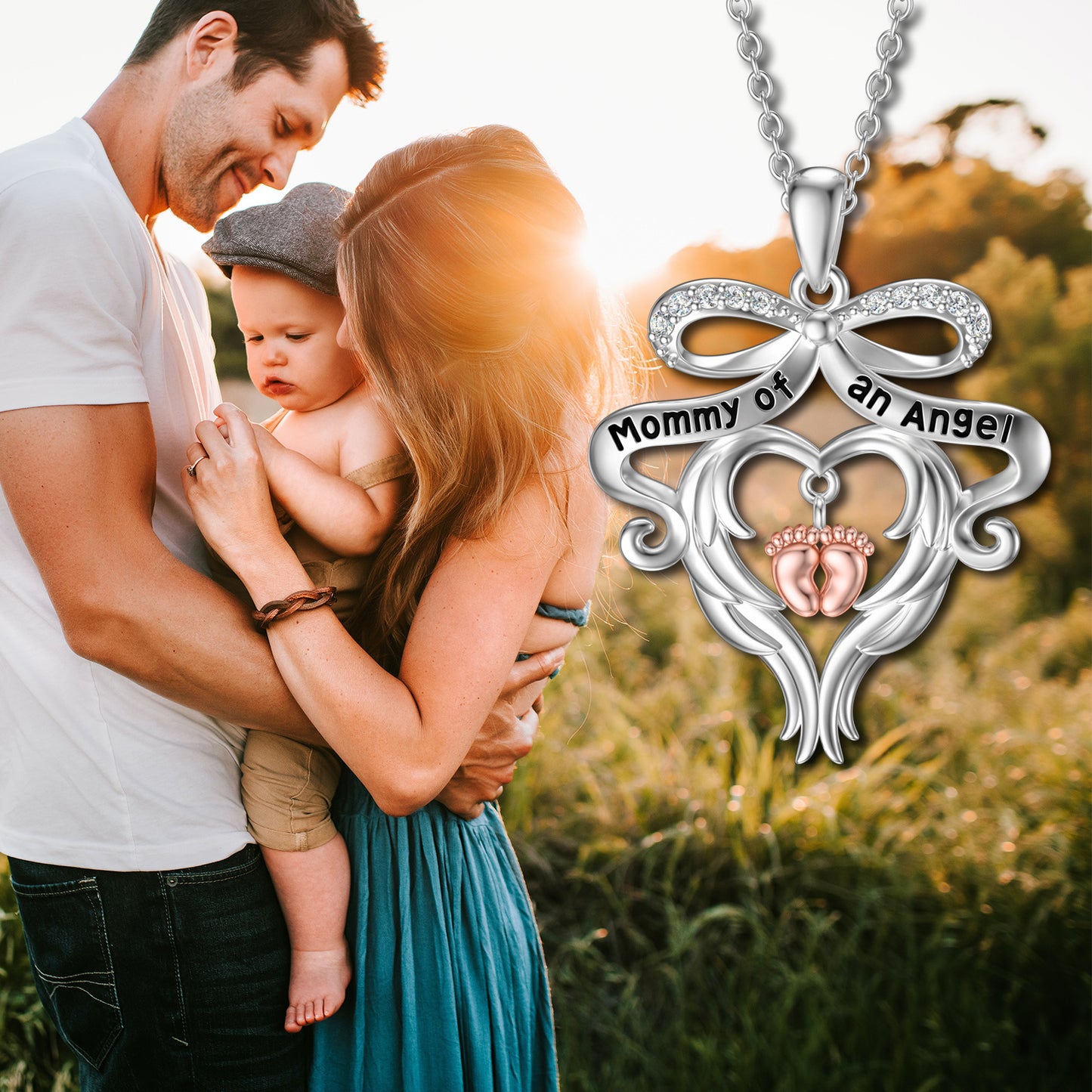 Silver Mommy of an Angel Necklace